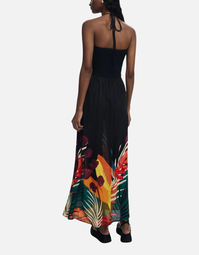 Floral Pattern Viscose Blend Dress Women - Black Dresses