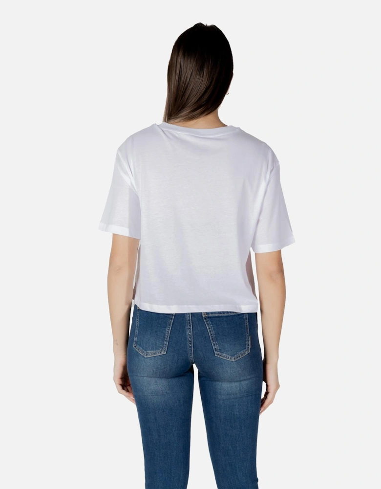 Short Sleeve Round Neck Cotton T-Shirt Women - White Shirts