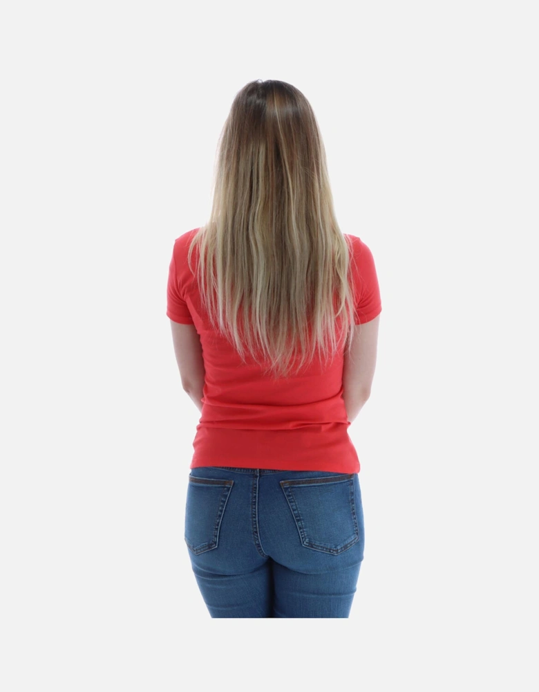 Short Sleeve Round Neck Cotton T-Shirt Women - Red Shirts