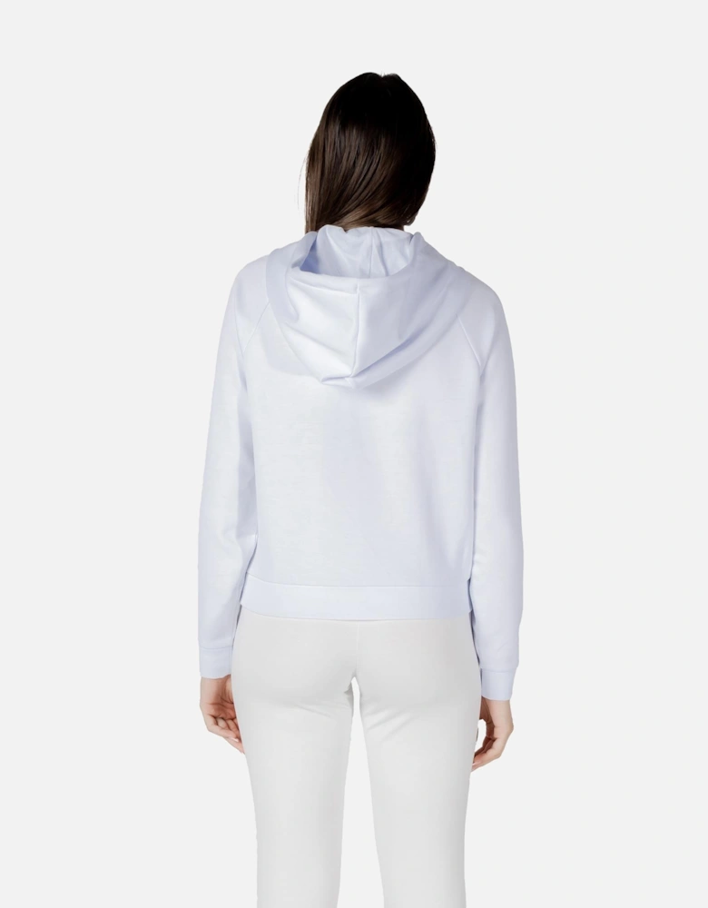 Hooded Long Sleeve Sweatshirt with Round Neck Women - White