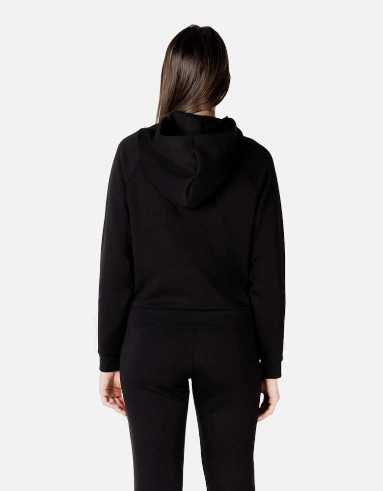 Hooded Long-Sleeve Sweatshirt with Round Neck Women - Black