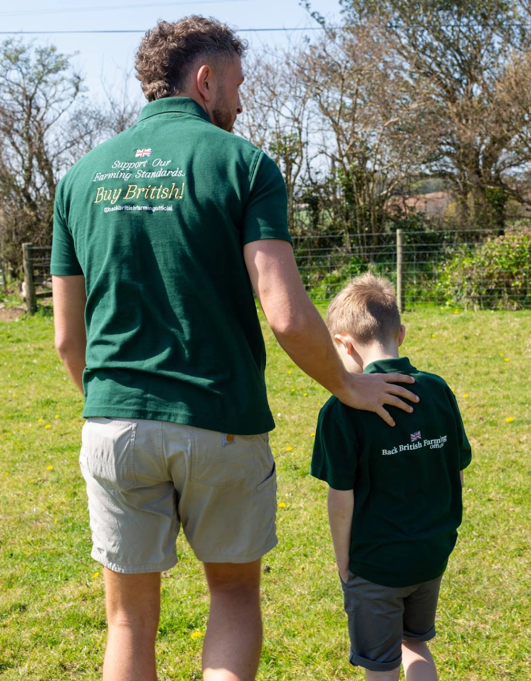 Back British Farming Men's Support Our Standards Buy British Polo Shirt Forest Green, 3 of 2