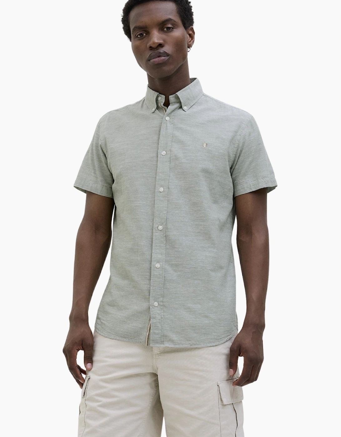 Jack & Jones Men's Green Blusummer Shield Short Sleeve Shirt - Size: 40/Regular