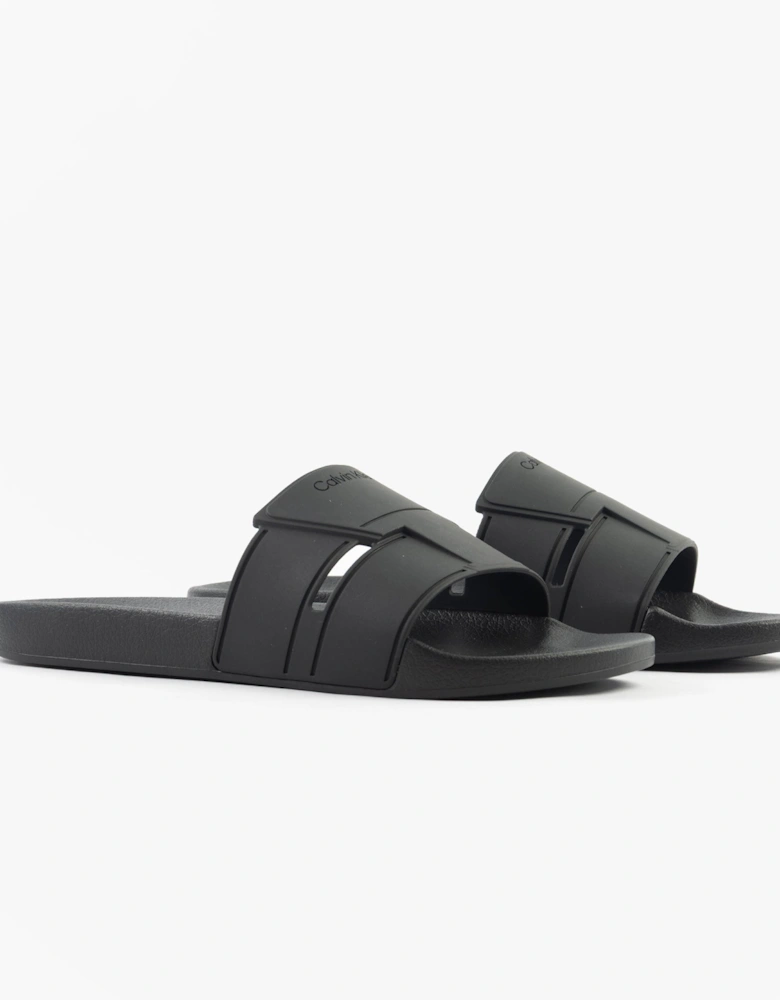 POOL SLIDE DOUBLE T Mens Sliders Ck Black