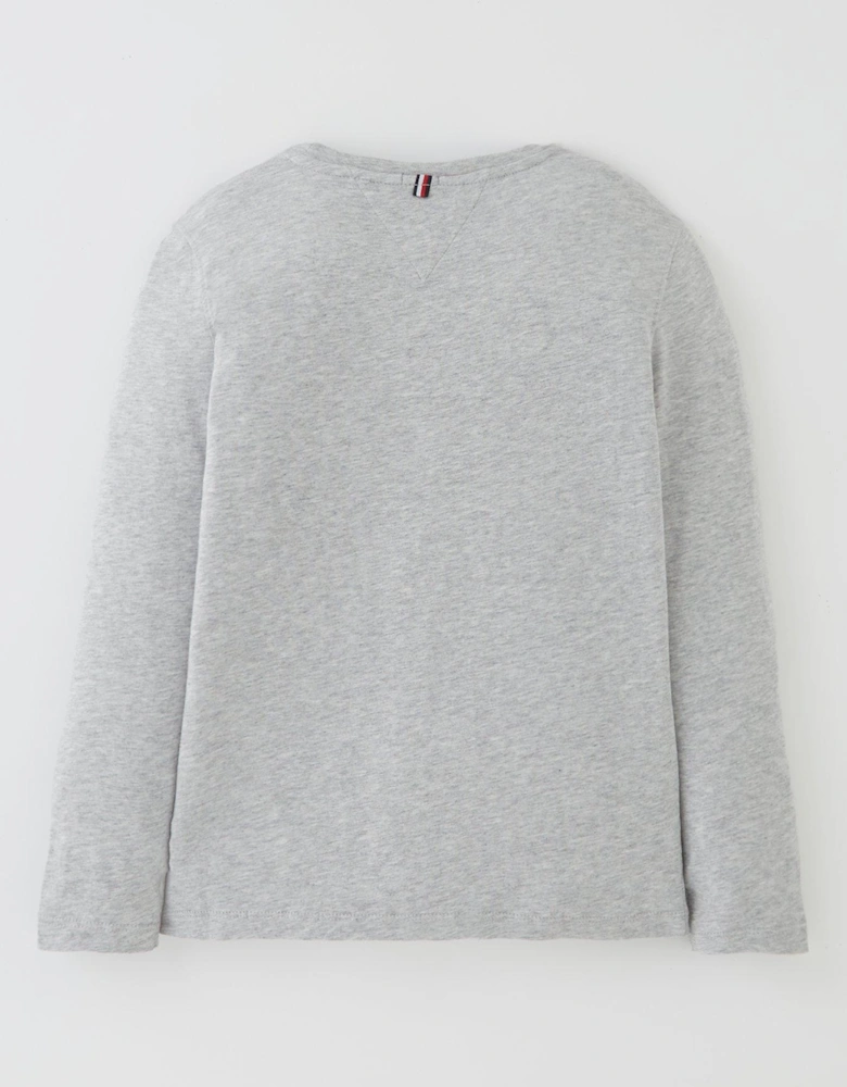 Boys Long Sleeve Essential Flag T-shirt - Grey Marl
