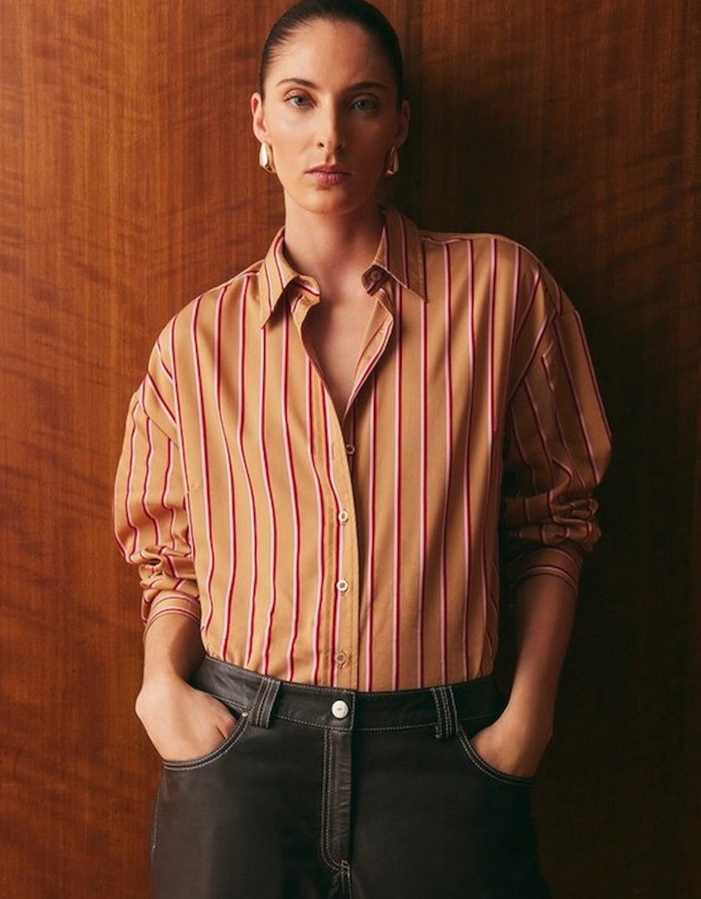 Stripe Cotton Oversize Tailored Essential Shirt