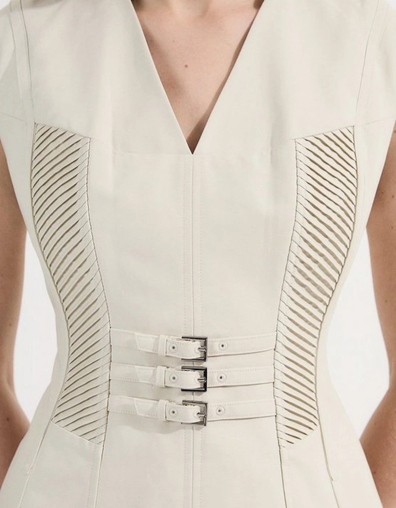 Archive Collection - Tailored Cotton Pintuck Grosgrain Corset Maxi Dress