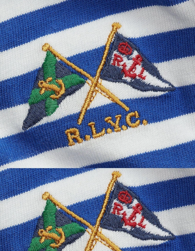 Baby Boys Stripe Rugby Top And Short Set - White/Blue