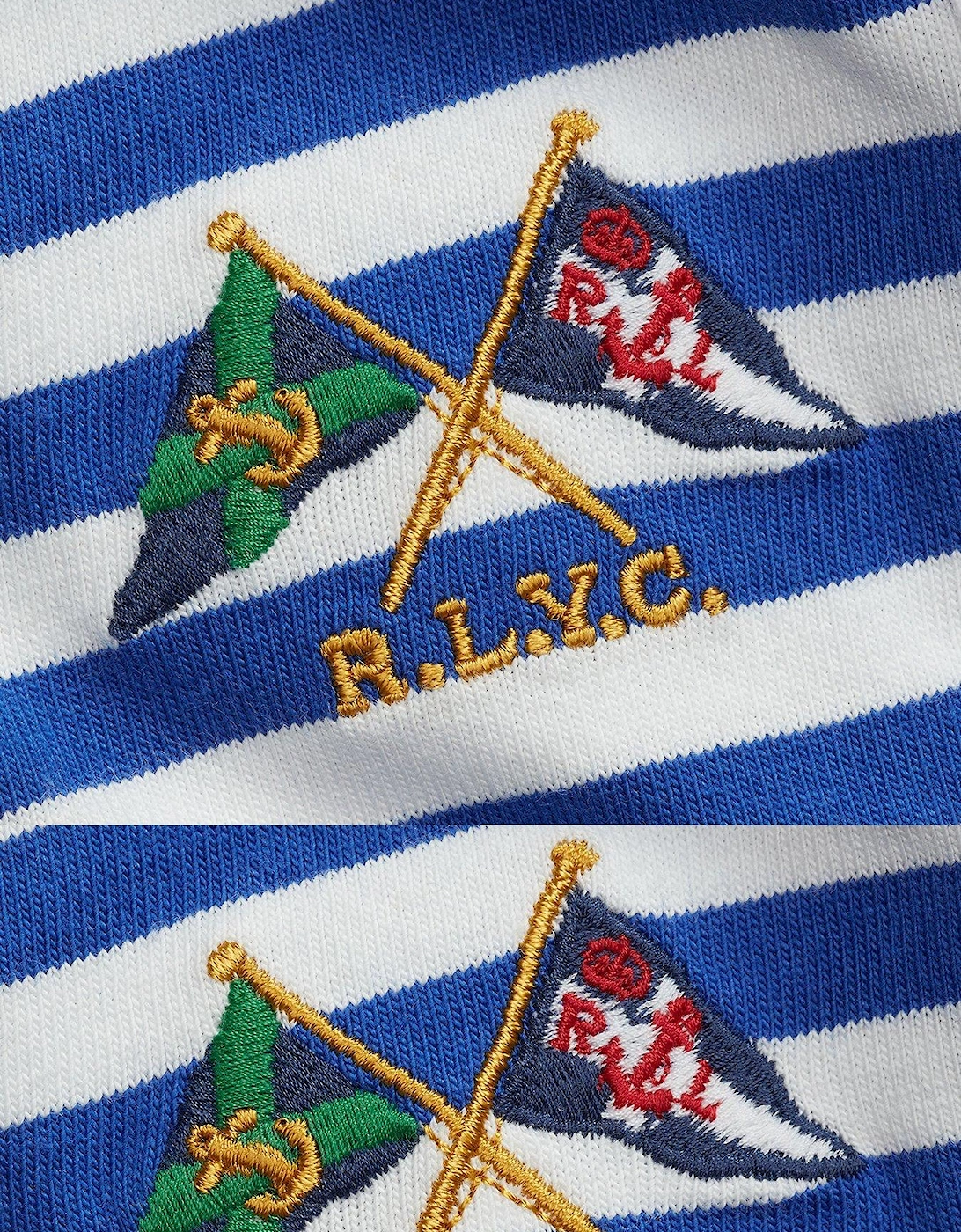 Baby Boys Stripe Rugby Top And Short Set - White/Blue