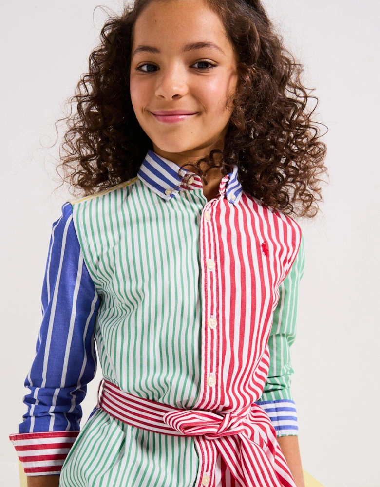 Girls Fun Stripe Shirt Dress - Multi