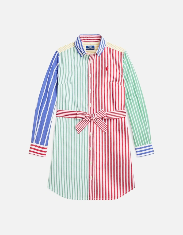 Girls Fun Stripe Shirt Dress - Multi