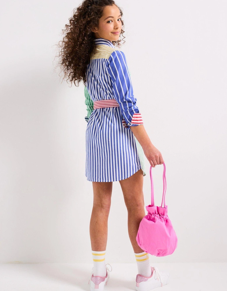 Girls Fun Stripe Shirt Dress - Multi