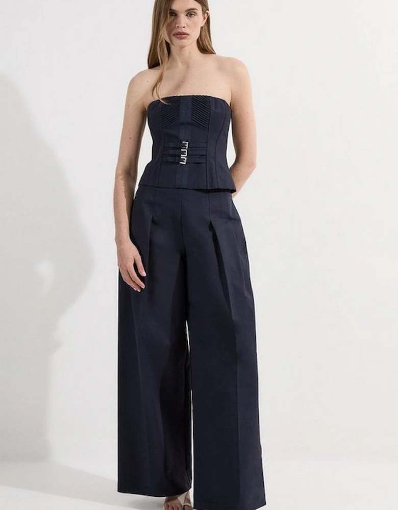 Archive Collection - Tailored Cotton Pintuck Grosgrain Belted Corset