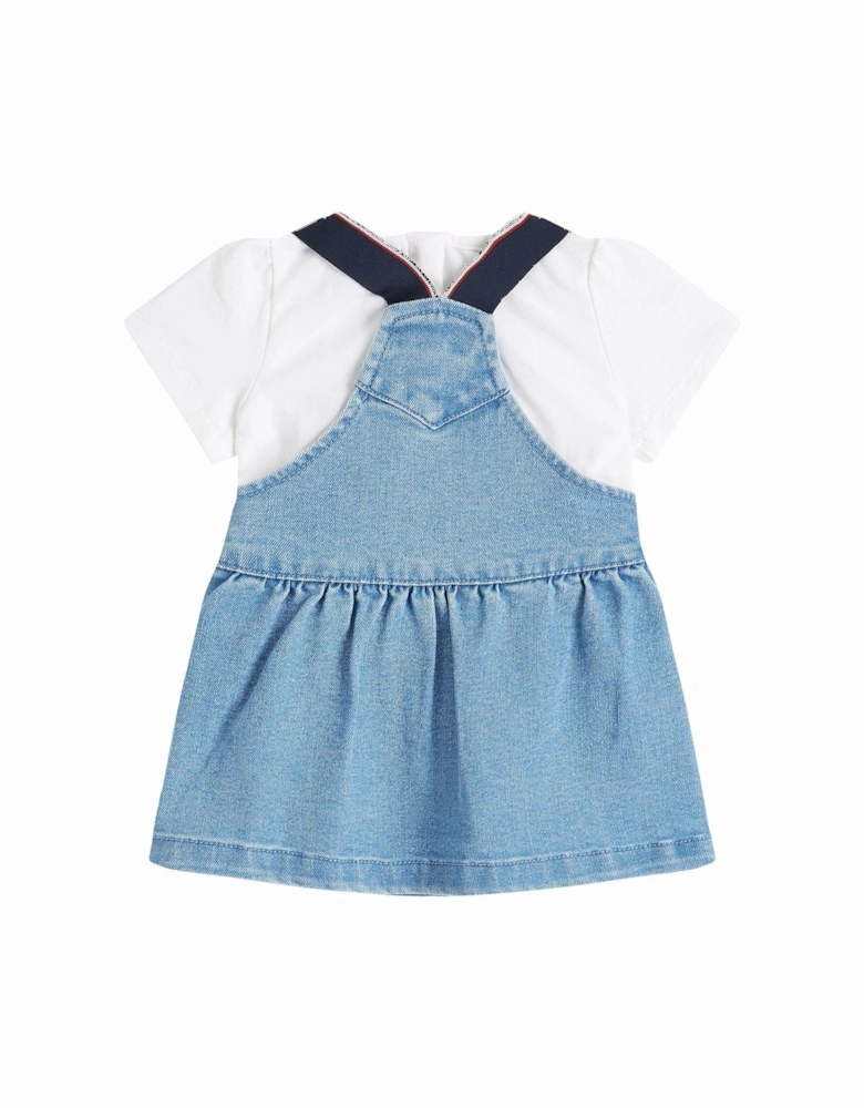 Baby Girls Denim Dungaree Dress - Blue