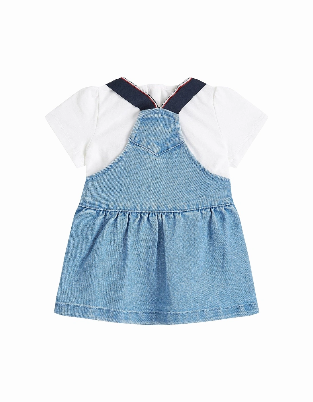 Baby Girls Denim Dungaree Dress - Blue