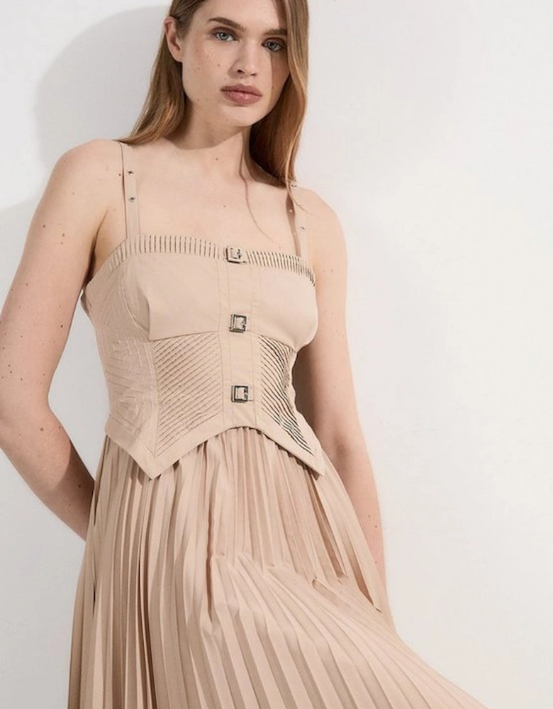 Archive Collection - Cotton Poplin Corset Woven Maxi Dress