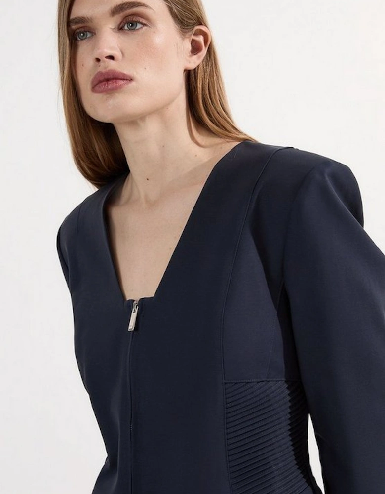 Archive Collection - Tailored Cotton Pintuck Grosgrain Zip Front Blazer