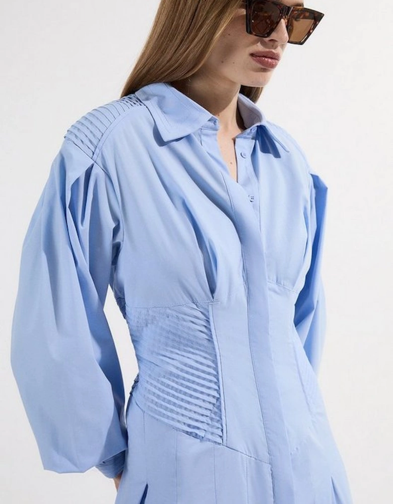 Archive Collection - Cotton Poplin Balloon Sleeve Corset Woven Maxi Dress
