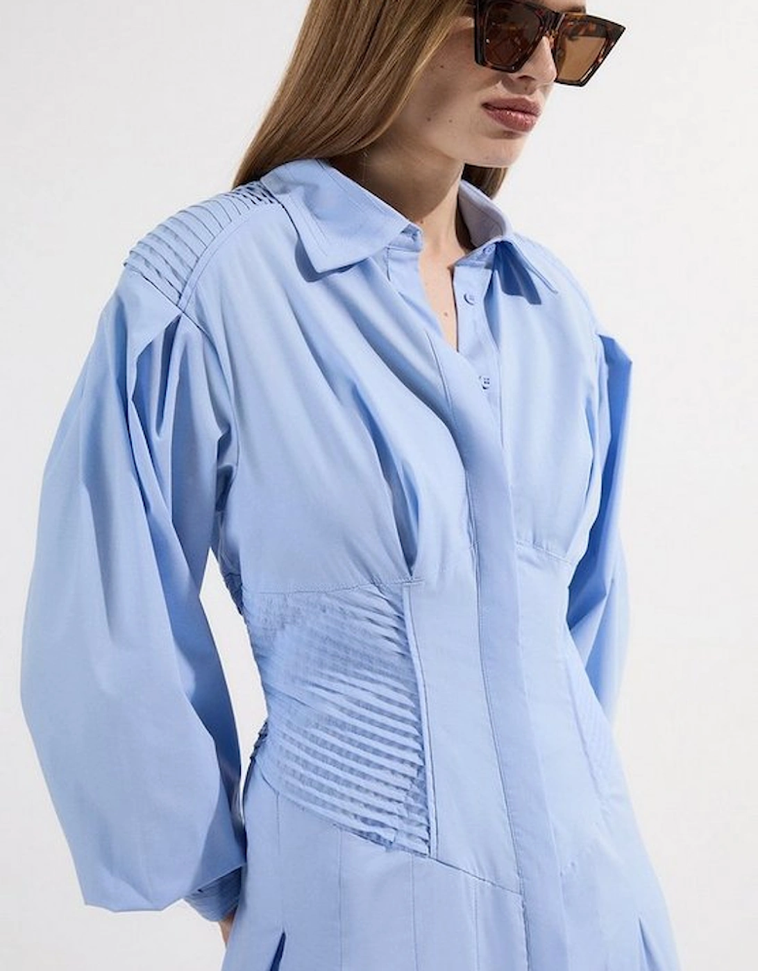 Archive Collection - Cotton Poplin Balloon Sleeve Corset Woven Maxi Dress