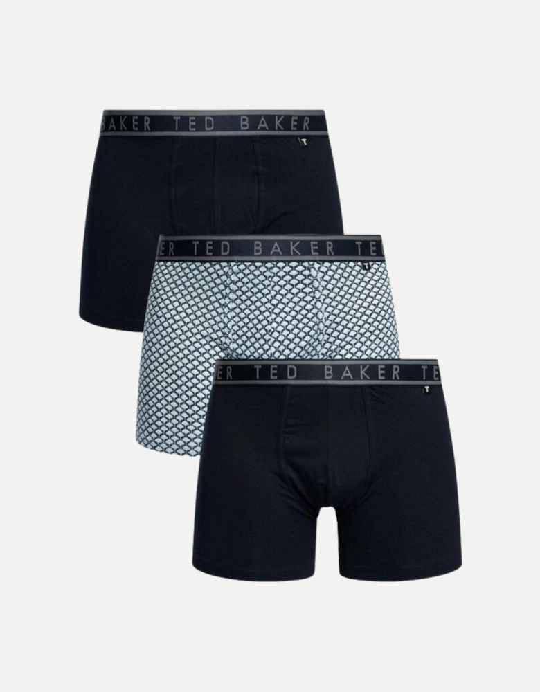 3-Pack Palms Print Boxer Briefs, Navy