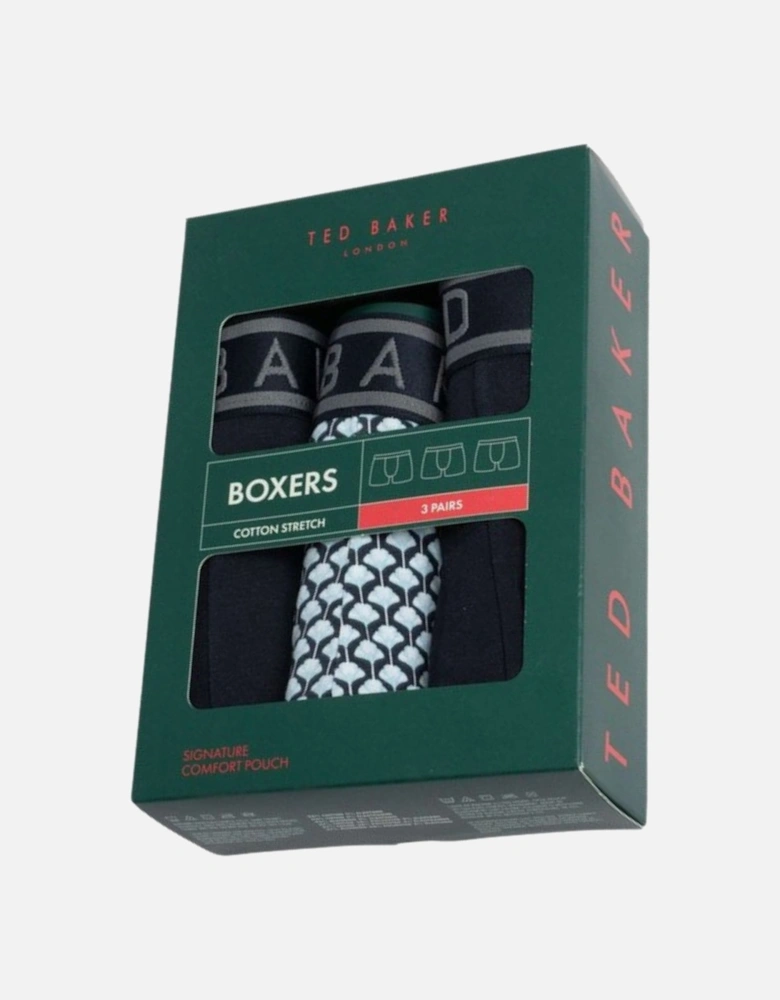 3-Pack Palms Print Boxer Briefs, Navy
