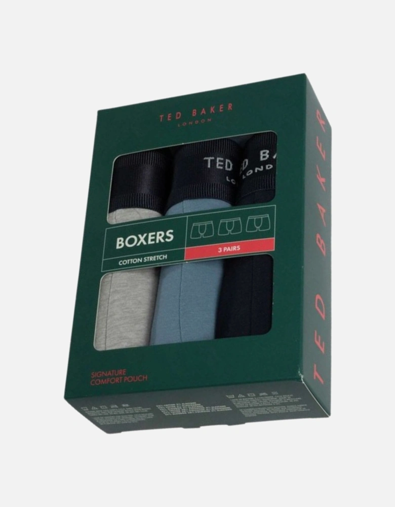 3-Pack Coloured Boxer Briefs, Navy/Grey/Blue
