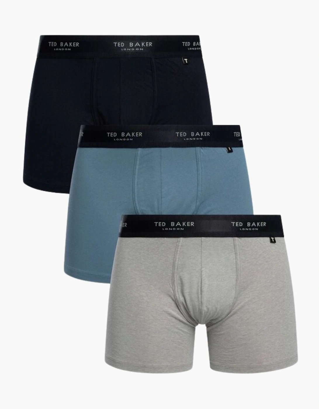 Ted Baker Men's Grey 3-Pack Coloured Boxer Briefs, Navy/Grey/Blue - Size 33/32/32