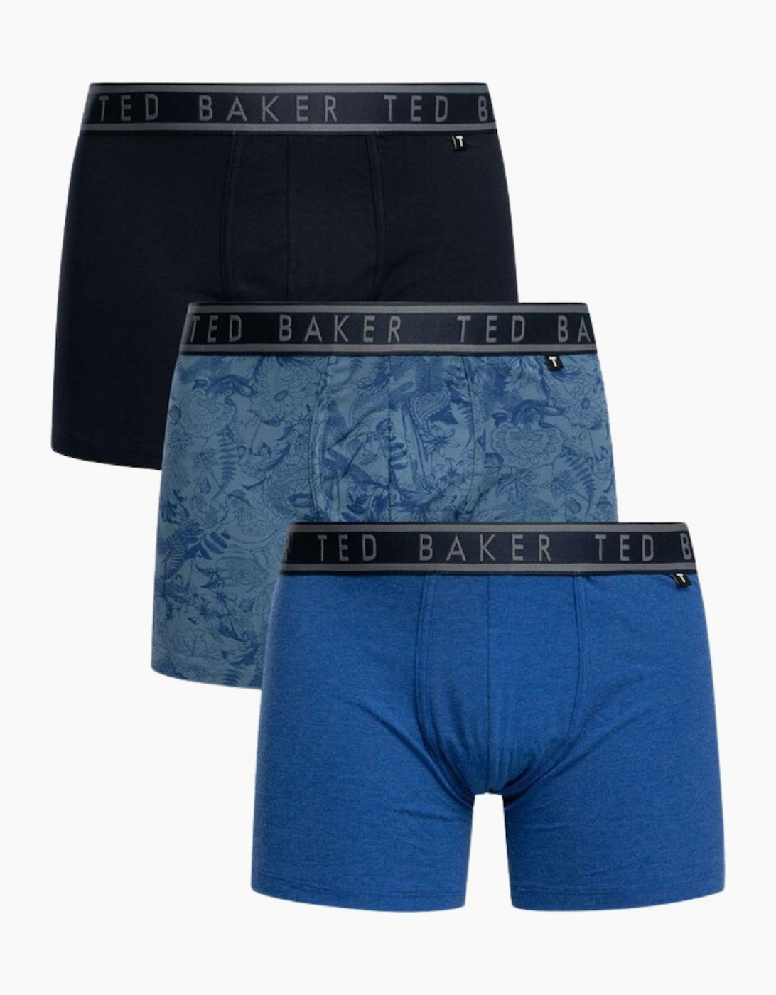 Ted Baker Men's Blue 3-Pack Floral Print Boxer Briefs, Mazarine - Size 37/36/32