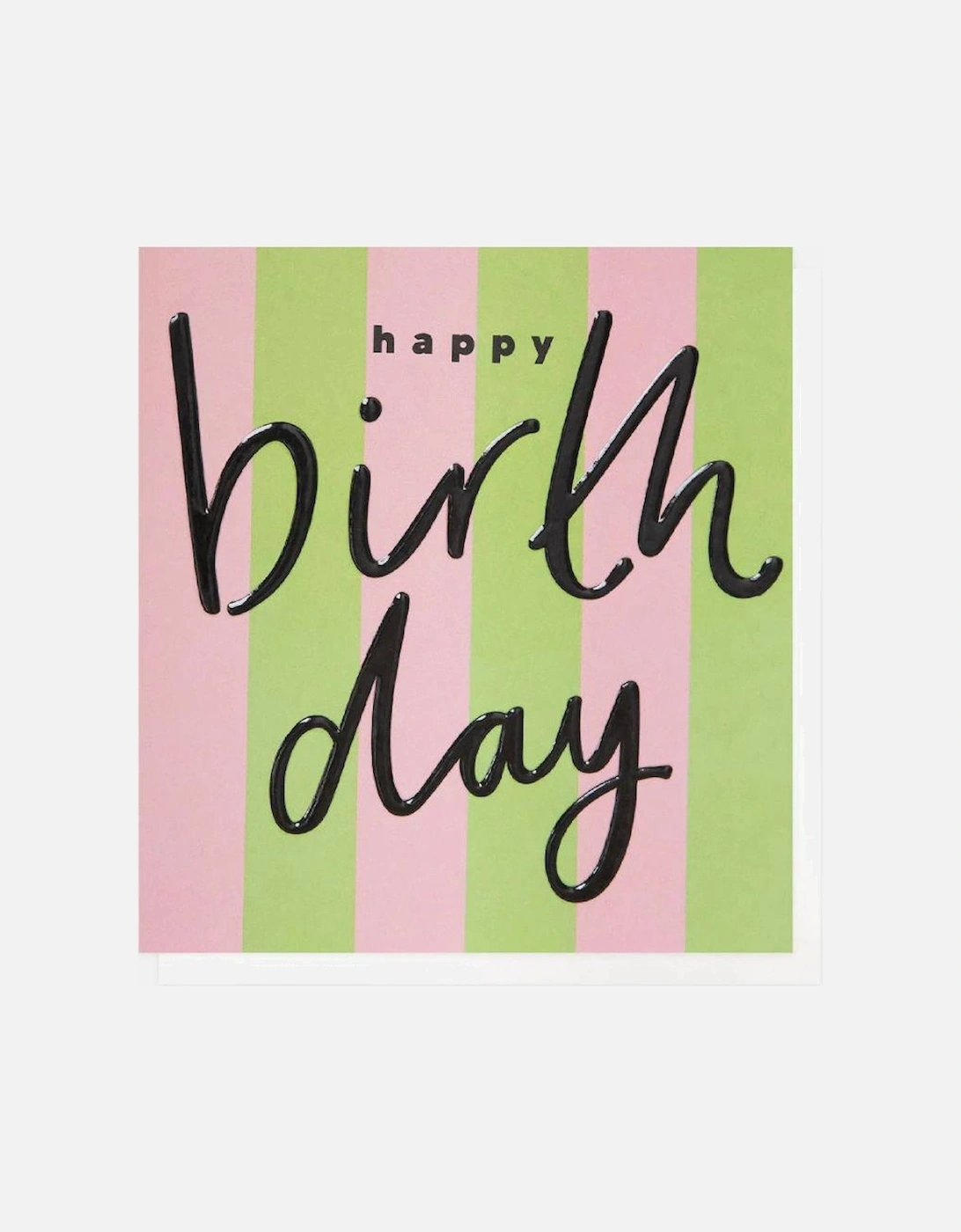 Green & Pink Stripe Happy Birthday Card, 2 of 1