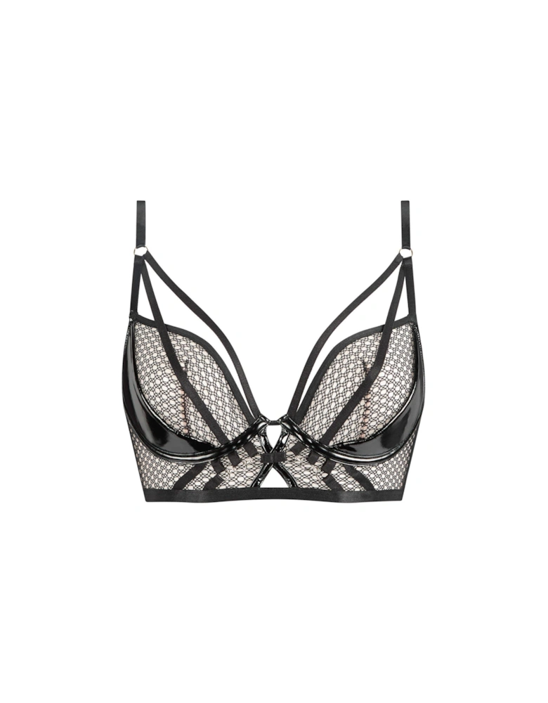 Evoke PU Non Padded Plunge Bra - Black