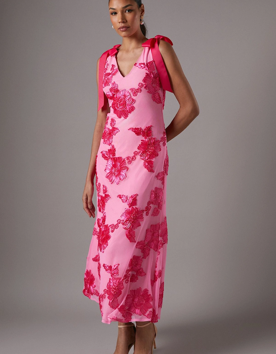 Floral Jacquard Midi Holiday Dress, 2 of 1