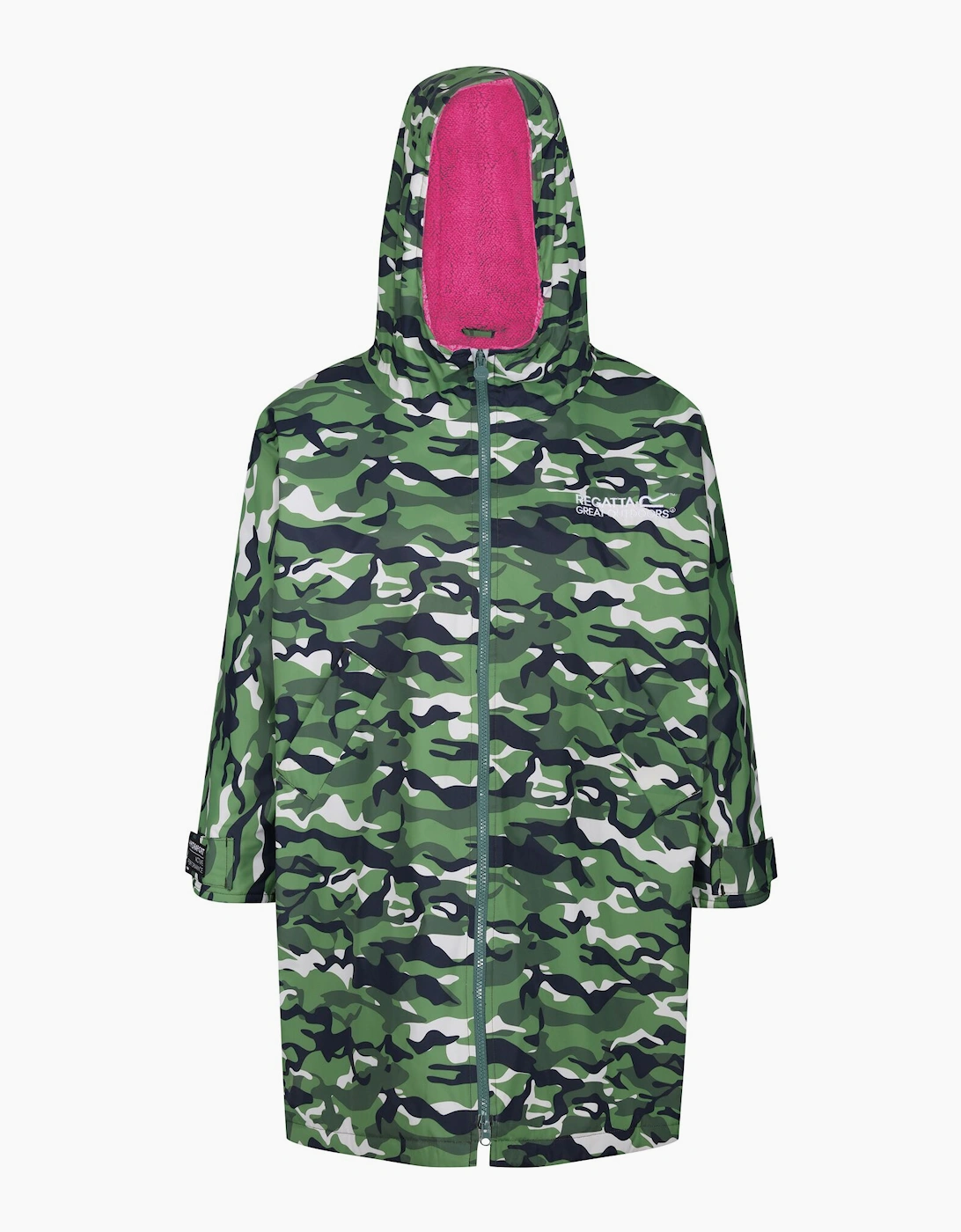 Regatta Regatta Childrens/Kids Camouflage Waterproof Changing Robe - Cactus Green Pink Potion