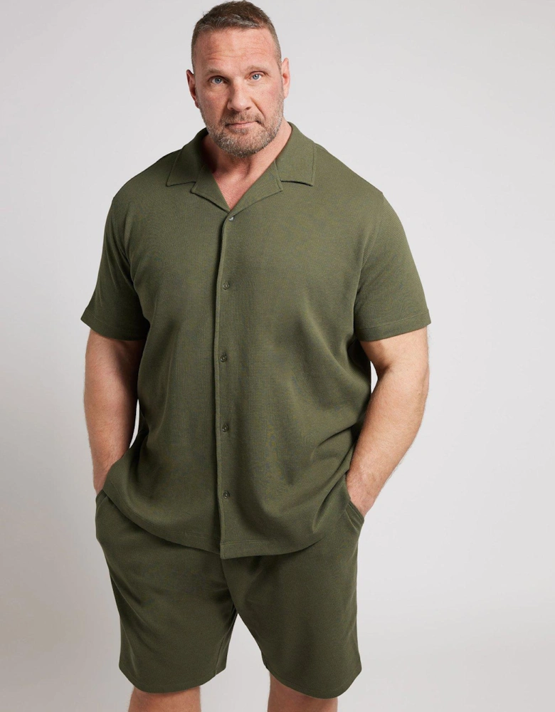 Textured Short Sleeve Polo Shirt - Green