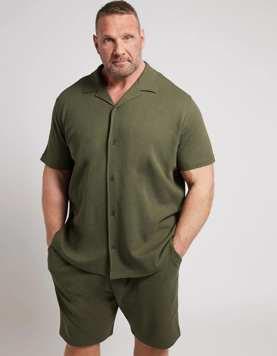 Textured Short Sleeve Polo Shirt - Green, 2 of 1