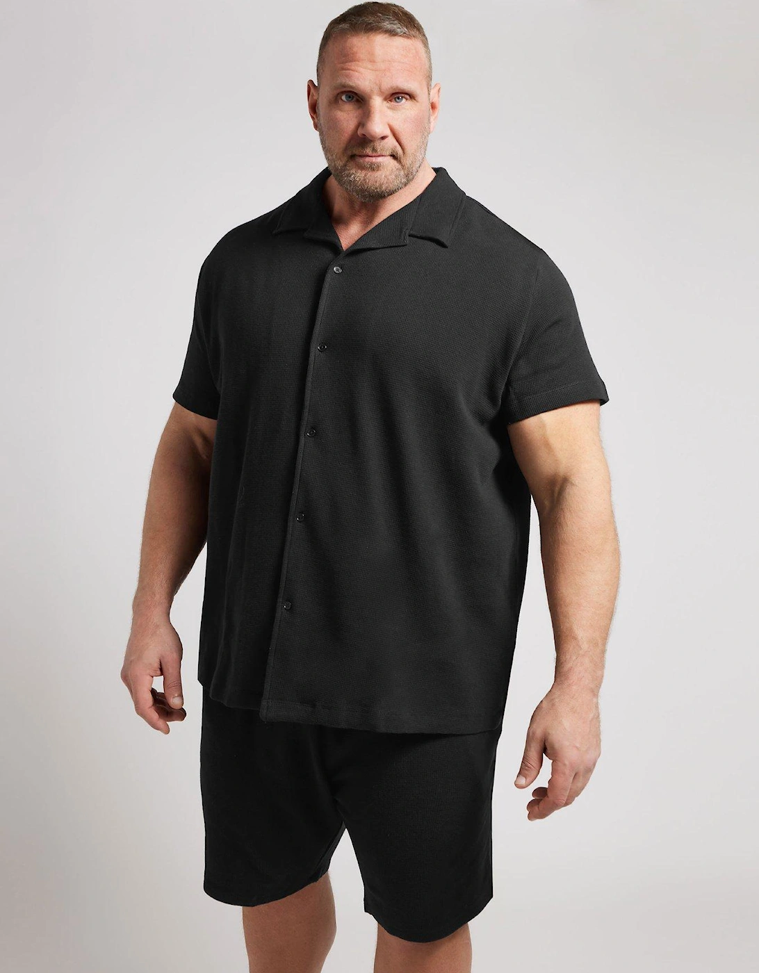 Textured Short Sleeve Polo Shirt - Black, 2 of 1