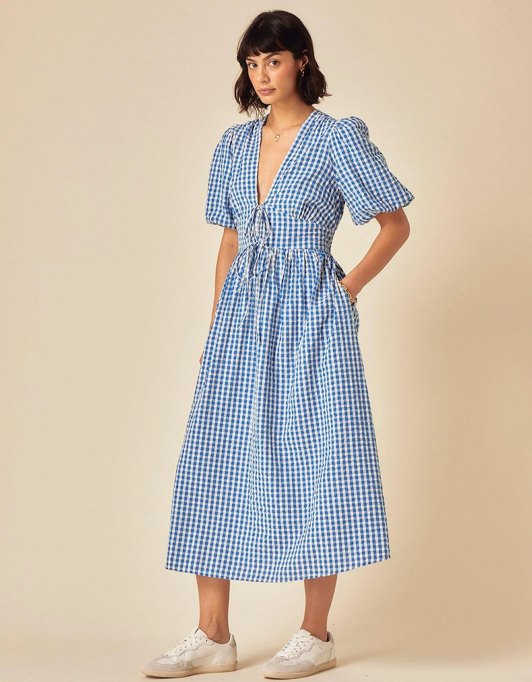 Scottie Gingham Midi Dress - Blue, 2 of 1