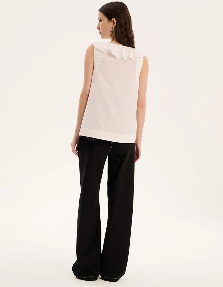 Rachael Frill Collar Sleeveless Blouse in White