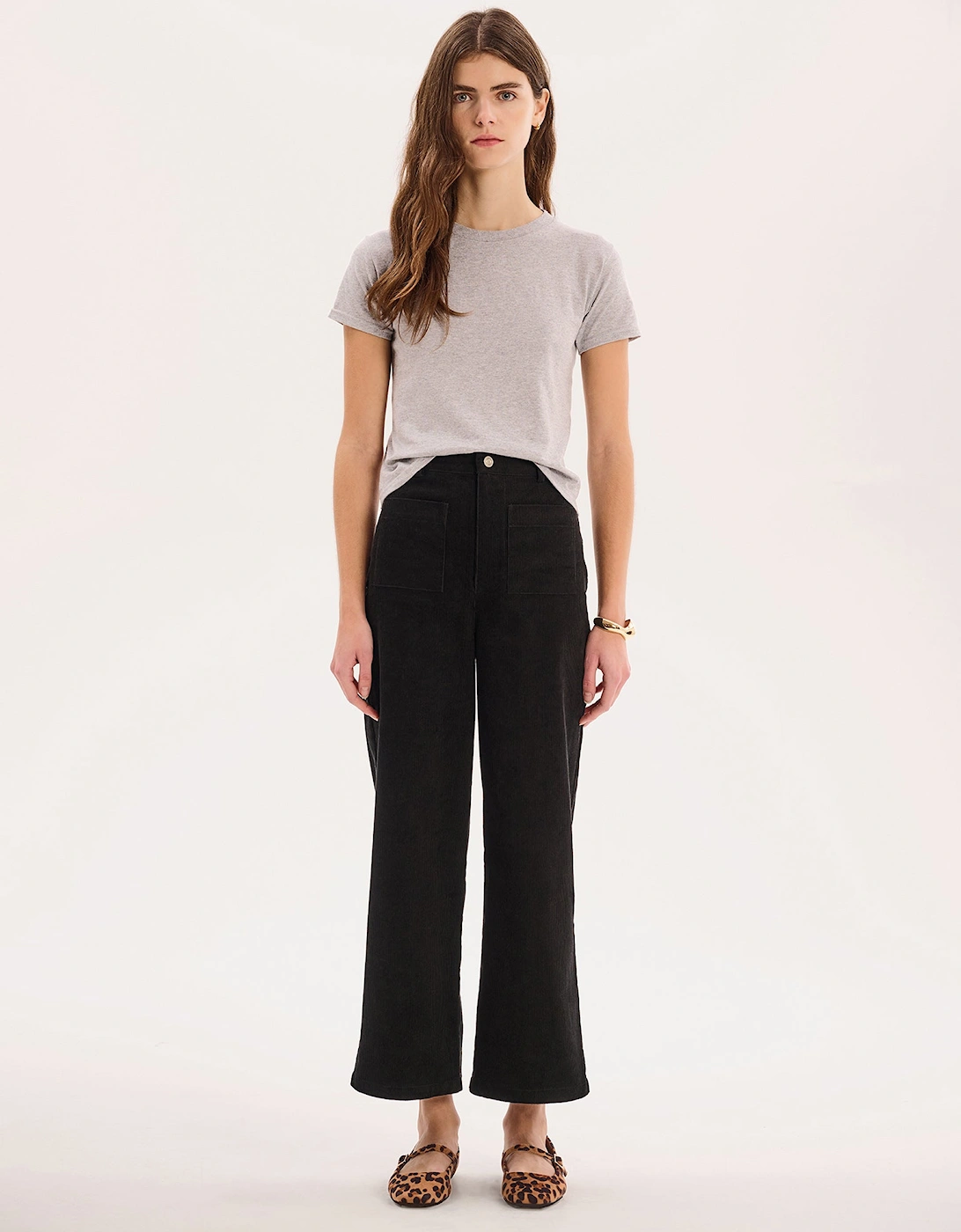 Omnes Women's Orielle Cropped Cord Trouser in Black - Size: 4