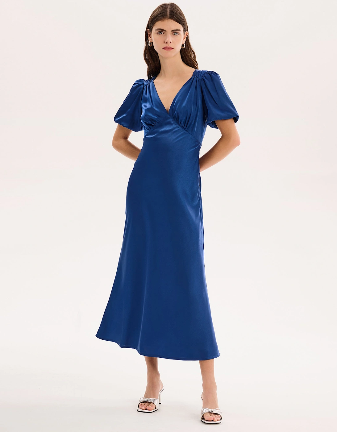 Omnes Women's Rosie Puff Sleeve Dress in Navy - Size: 18