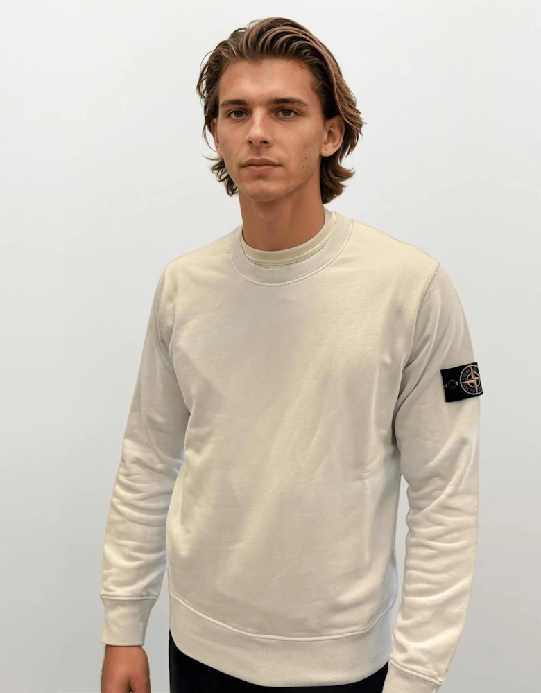 Compass Badge Organic Cotton Crewneck Sweatshirt Sky Blue