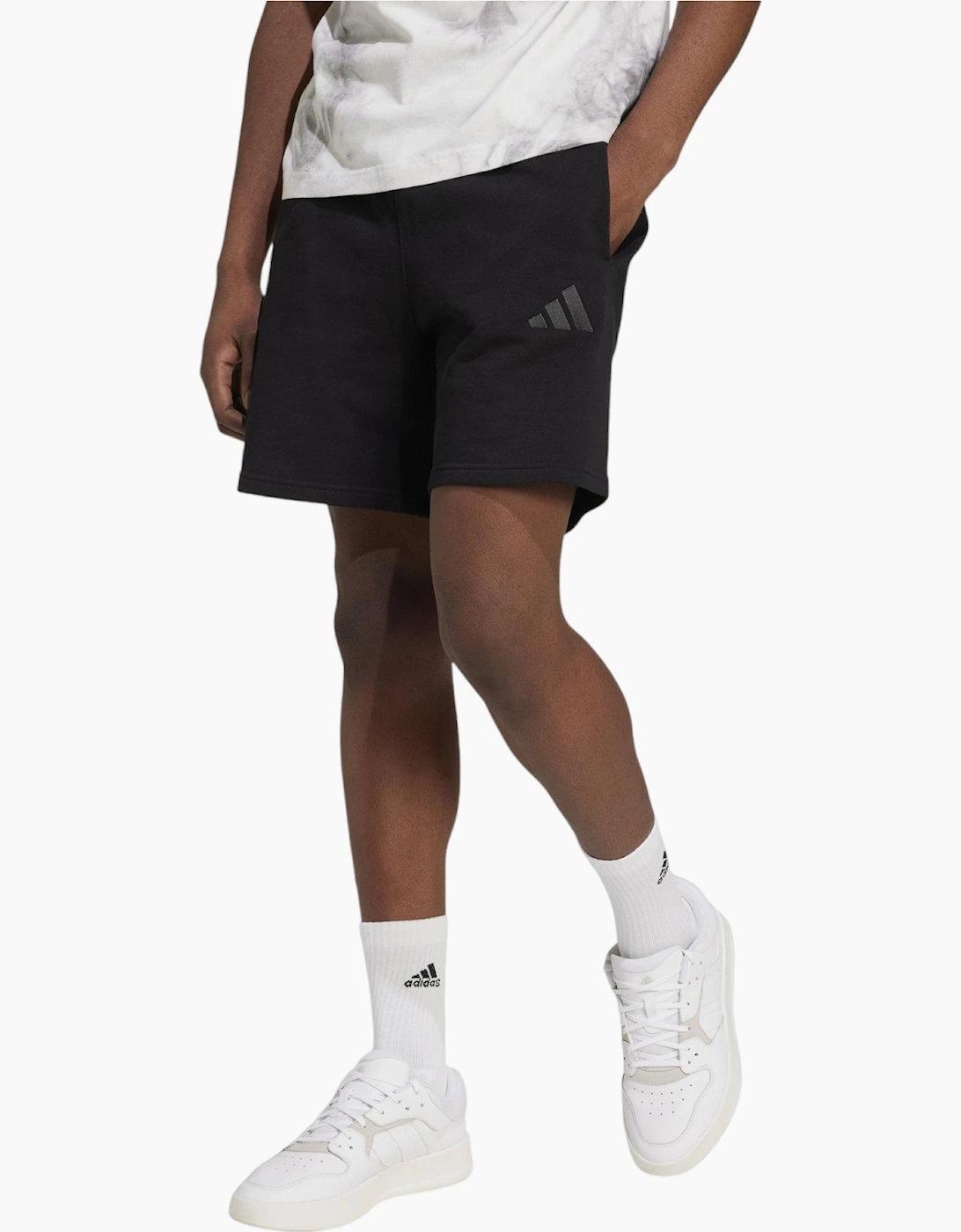 Men's Adidas Essential Mens French Terry Shorts Summer Sportswear Casual Beach Bermuda - Black - Size: 37/36/32