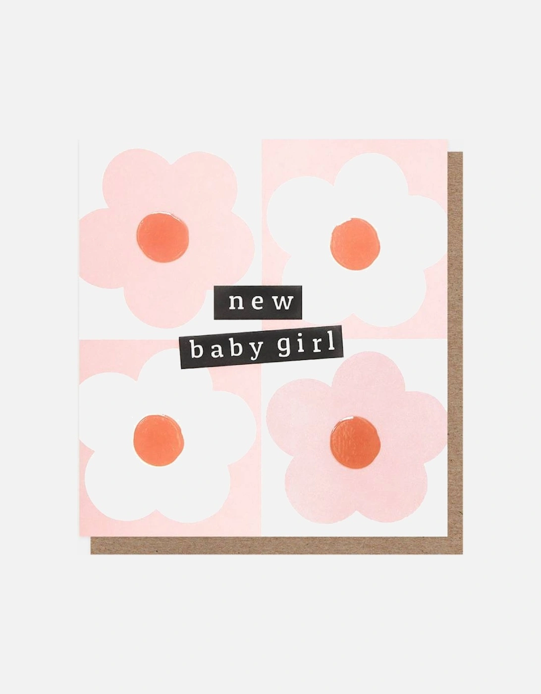 Pink/Orange Flowers New Baby Girl Card, 2 of 1
