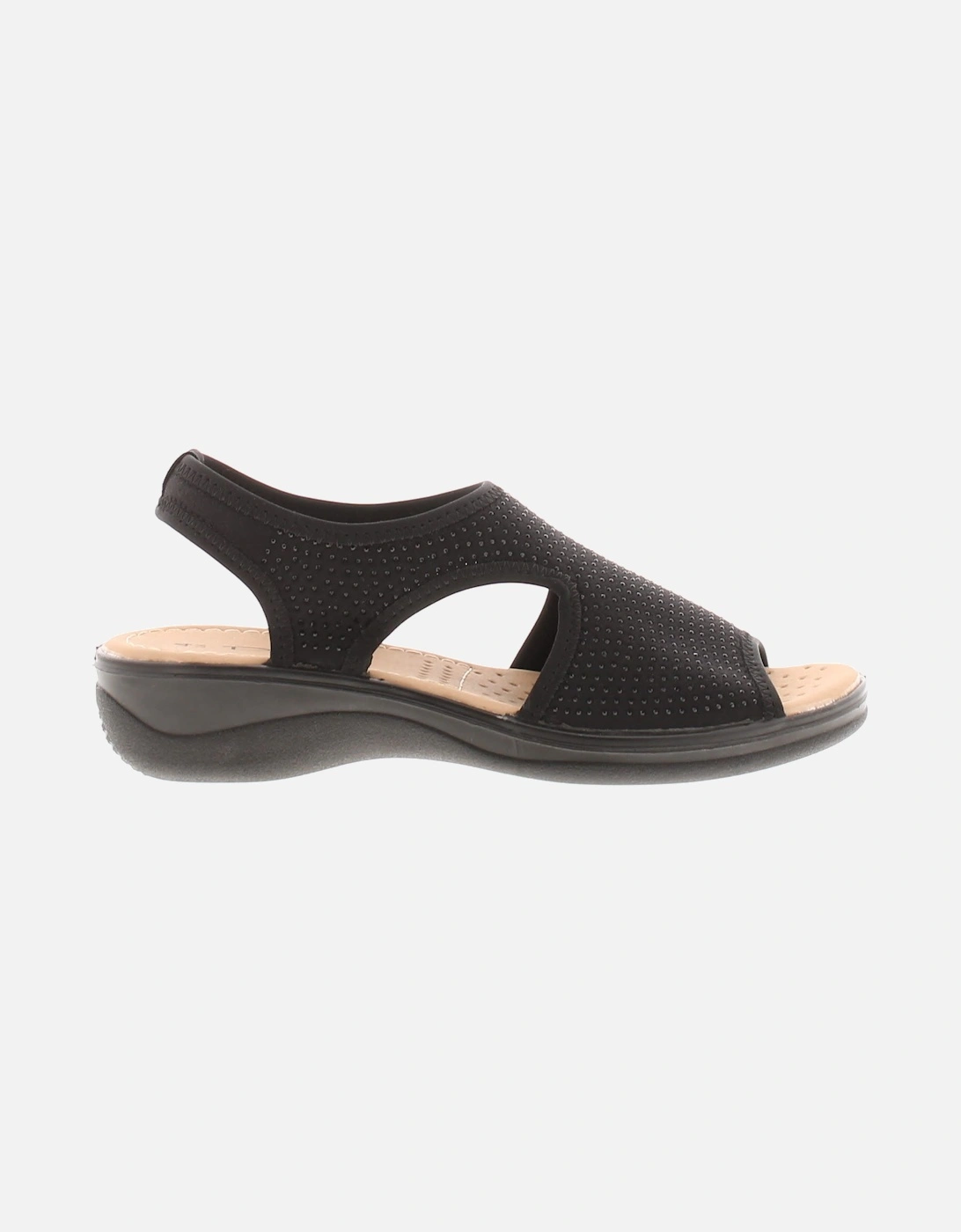 Womens Wedge Sandals Sophia Elasticated black UK Size