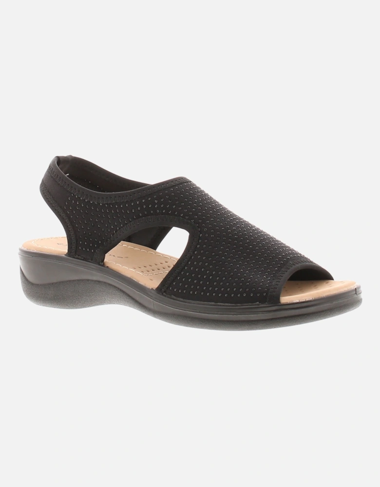 Womens Wedge Sandals Sophia Elasticated black UK Size