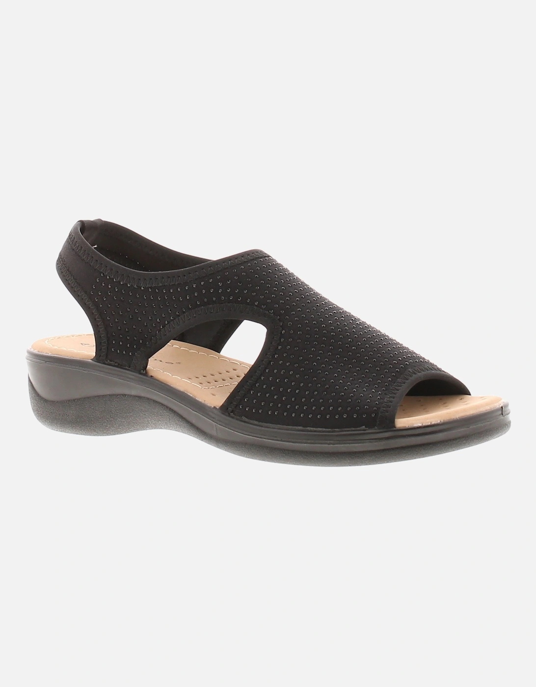 Womens Wedge Sandals Sophia Elasticated black UK Size, 6 of 5