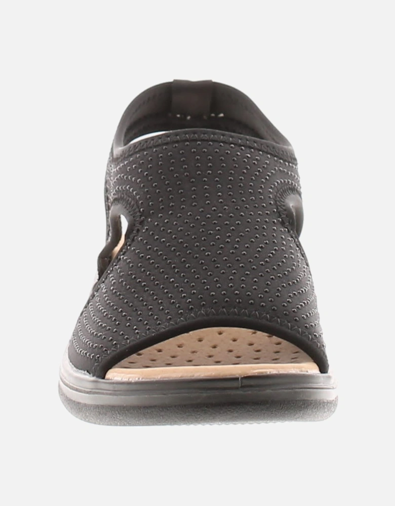 Womens Wedge Sandals Sophia Elasticated black UK Size