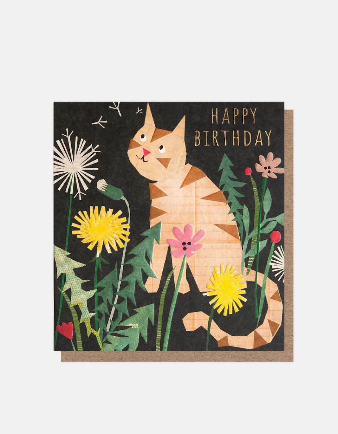 Cat & Dandelions Happy Birthday Card, 2 of 1