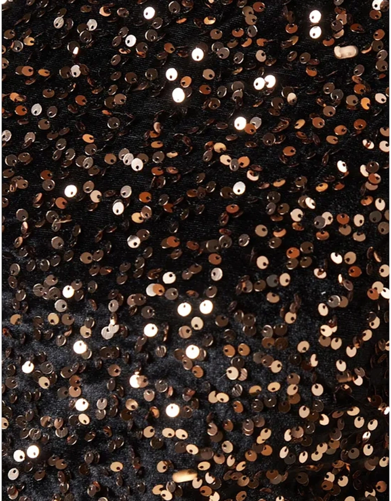 Womens/Ladies Sequins Velvet Wrap Petite Midi Dress