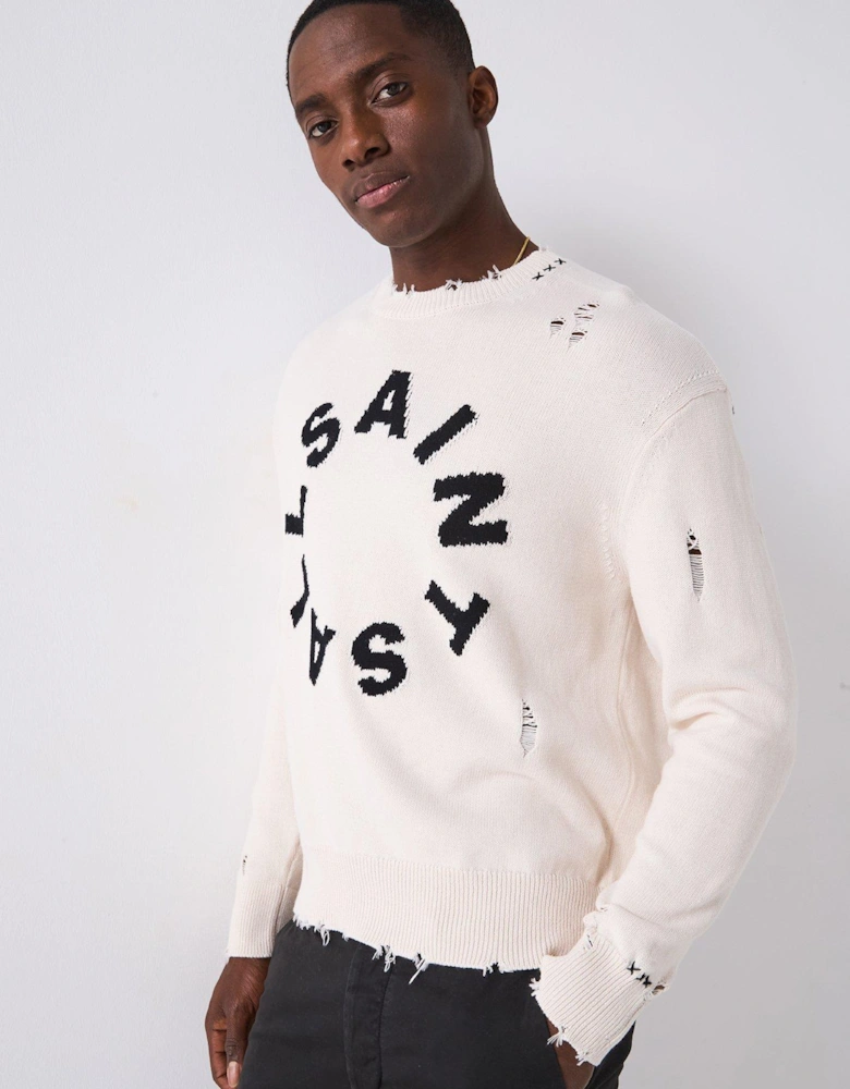 All Saints Diago Crew Neck Knitted Jumper - White