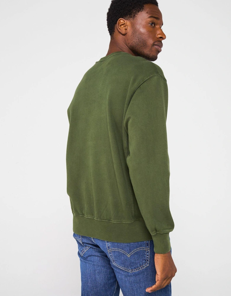 Authentic Tonal Logo Crew Neck Sweat Top - Dark Green